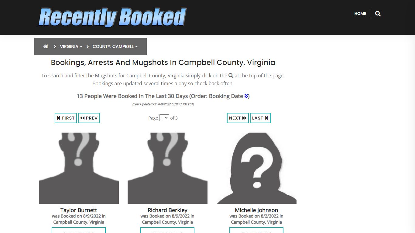 Bookings, Arrests and Mugshots in Campbell County, Virginia